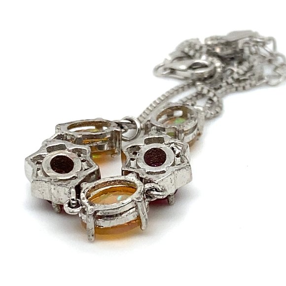 Opal 3.20ct Tourmaline 2.50ct Platinum Finish Solid 925 Sterling Silver Bracelet - Picture 7 of 7